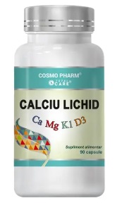 Calciu lichid cu Magneziu, Vitamina K1 si D3, 90 capsule, Cosmopharm