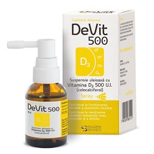 DeVit 500 suspensie uleioasa cu Vitamina D3 500UI, 20 ml, Pharma Brands
