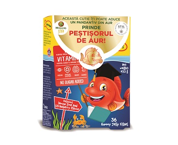 MÖLLER’S OMEGA-3 PESTISORI, capsuni, 36 jeleuri