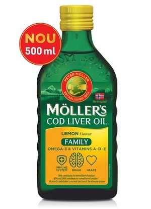 The Original MOLLER’s Cod Liver Oil Omega-3 lamaie Flavour Family, 500 ml, Orkla Health