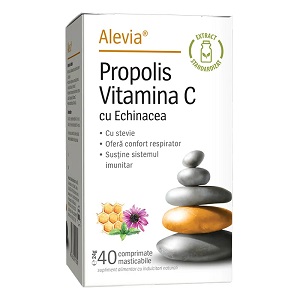 Propolis Vitamina C cu Echinacea si Stevie X 40 comprimate, Alevia