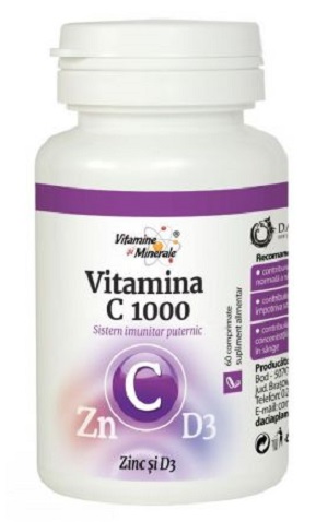 Vitamina C1000 cu Zinc si D3, 60 comprimate, Dacia Plant