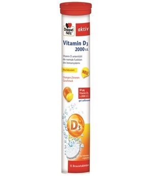 Vitamina D 2000UI, 15 comprimate efervescente, Doppelherz
