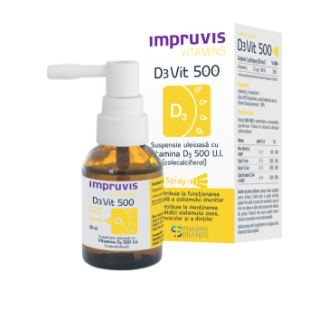 Impruvis D3Vit 500, Vitamina D3 500 U.I. cu SPRAY, 20 ml,  Pharma Brands
