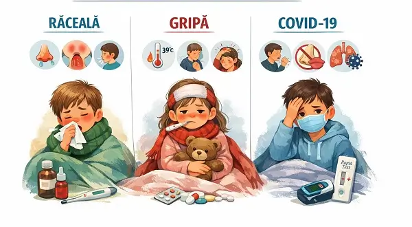 Diferentele intre viroze, gripa si COVID-19 la copil