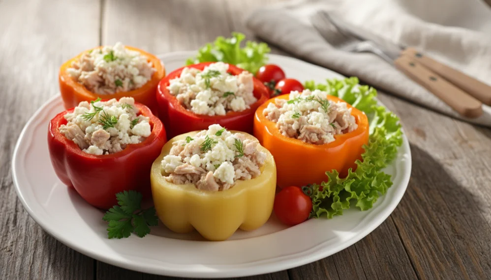 Ardei umpluti cu branza slaba si curcan