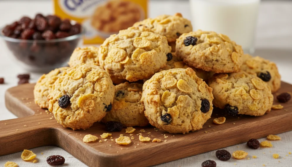 Biscuiti cu stafide si fulgi de porumb