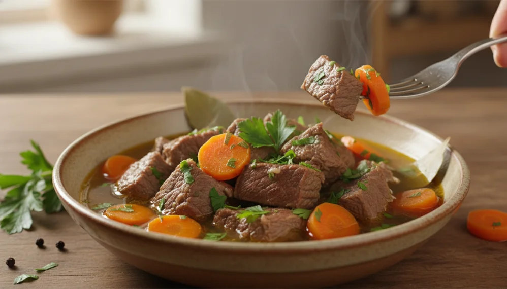 Carne de vita fiarta cu morcovi si patrunjel