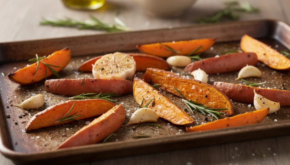 Cartofi dulci cu usturoi