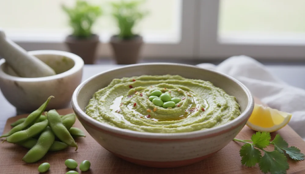 Hummus din pastai de soia verde