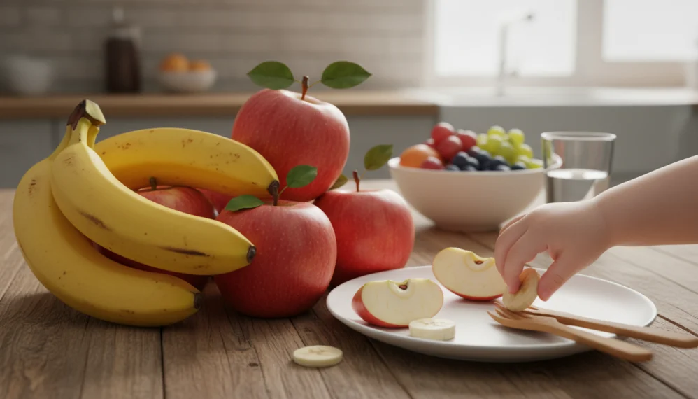 Merele si bananele in alimentatia copiilor