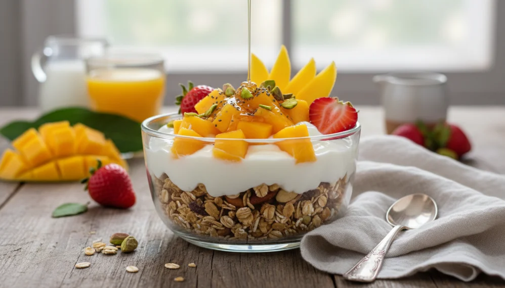 Musli cu mango si capsune