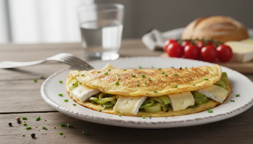 Omleta cu praz si branza Brie