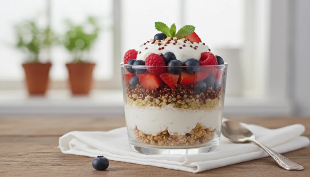 Parfait cu quinoa si iaurt