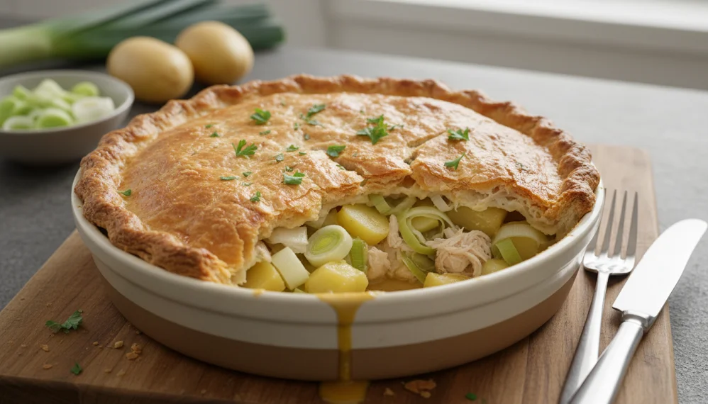 Placinta de pui, cartofi si praz