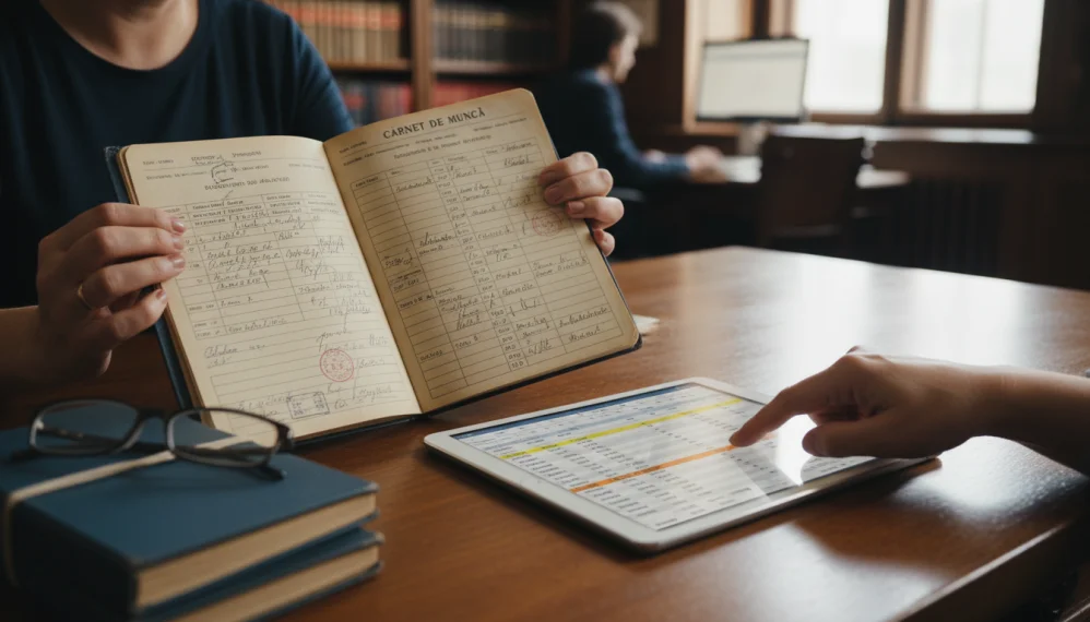Preluarea din carnetele de munca a datelor referitoare la perioadele de stagiu de cotizare realizat in sistemul public de pensii anterior datei de 1 aprilie 2001