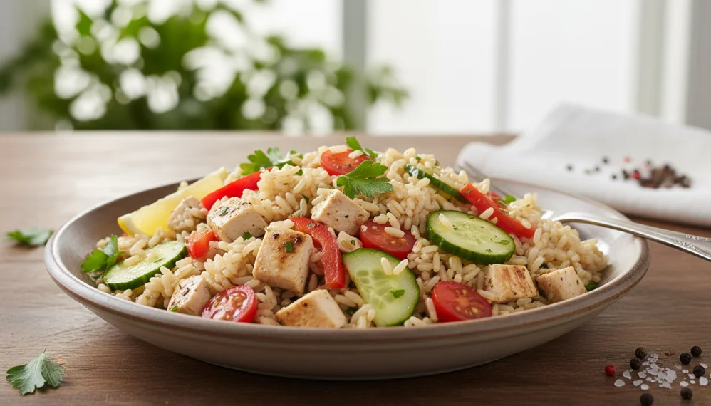 Salata de orez brun cu pui