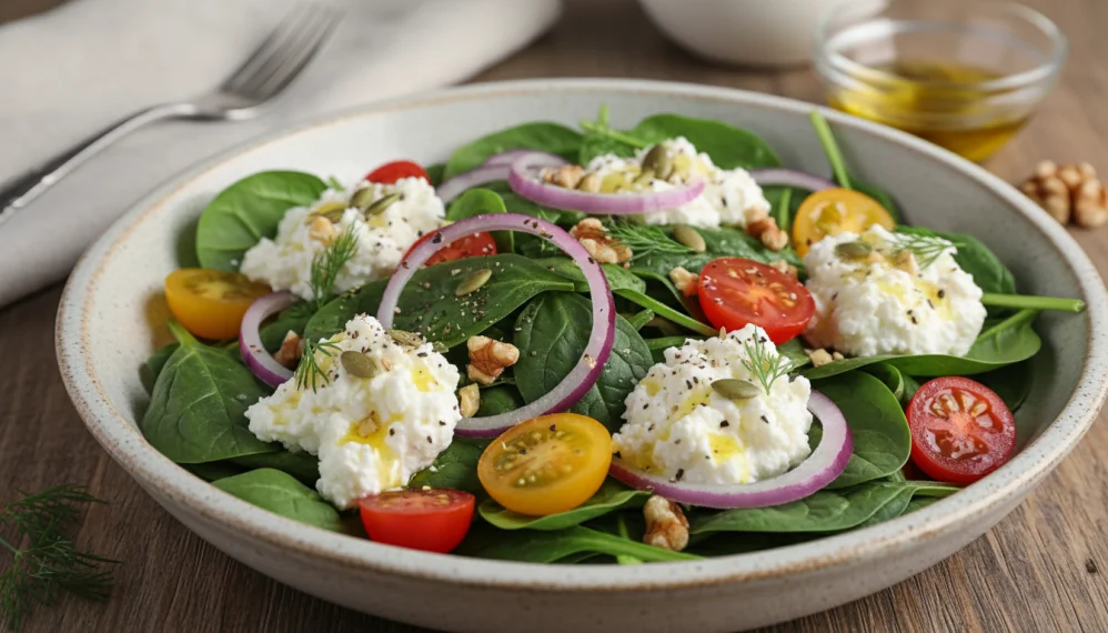 Salata de spanac cu branza de vaci