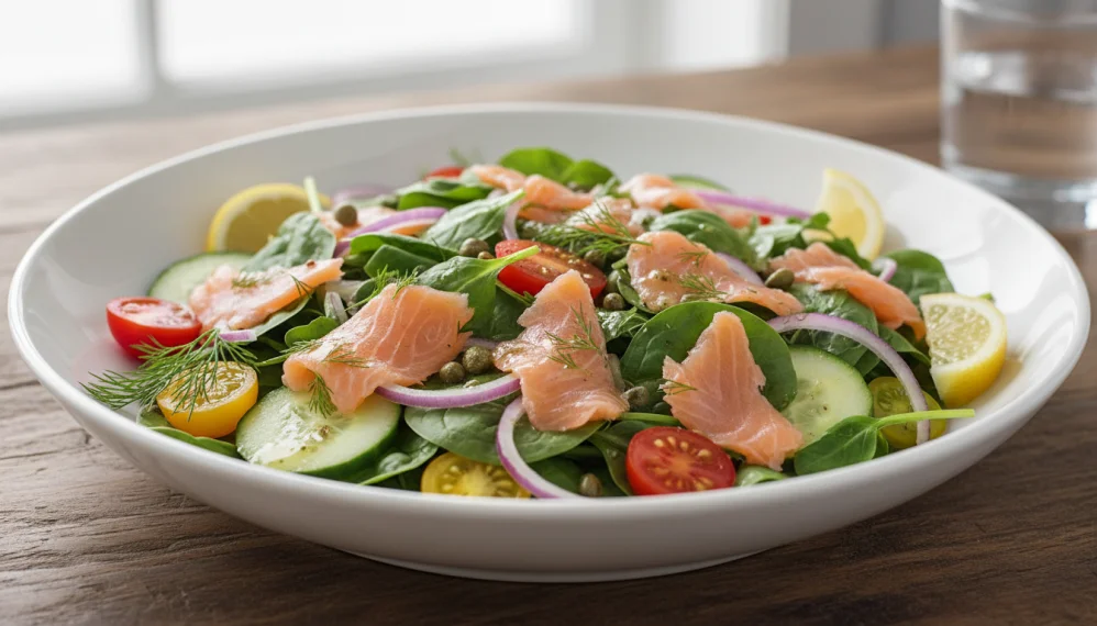 Salata usoara cu somon afumat