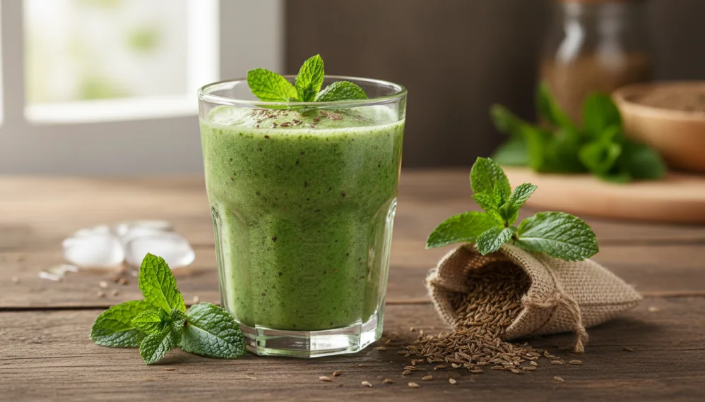 Smoothie de menta cu seminte de chimen
