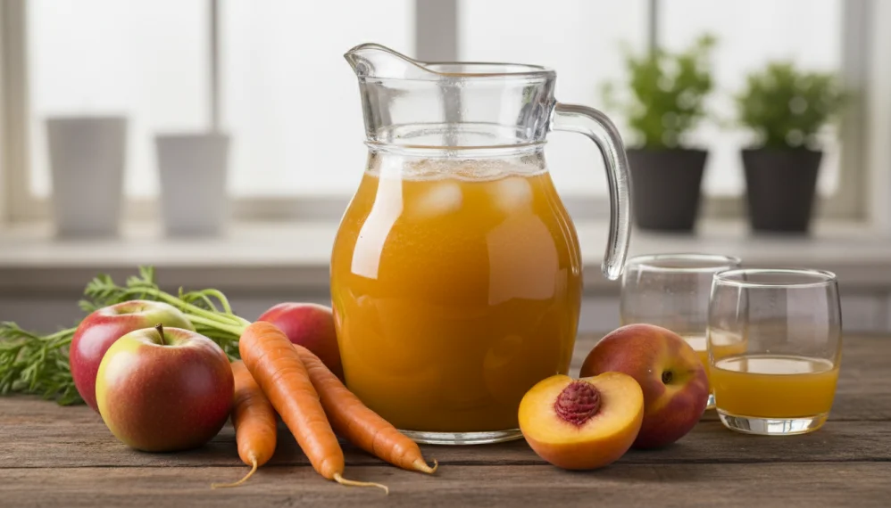 Suc de mere, morcovi si piersici