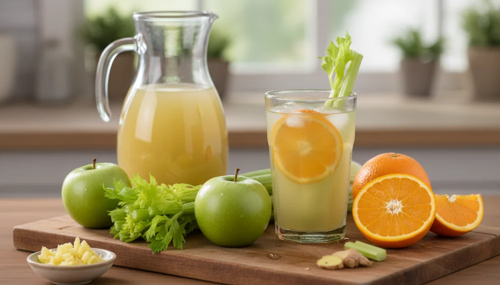 Suc de mere, telina si portocale