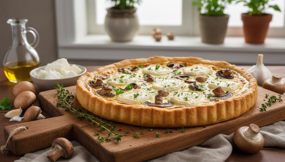 Tarta cu ciuperci si branza de capra